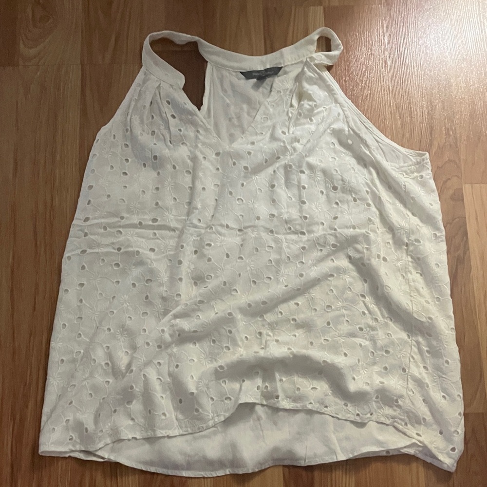 Market & Spruce White Eyelet Tank Top